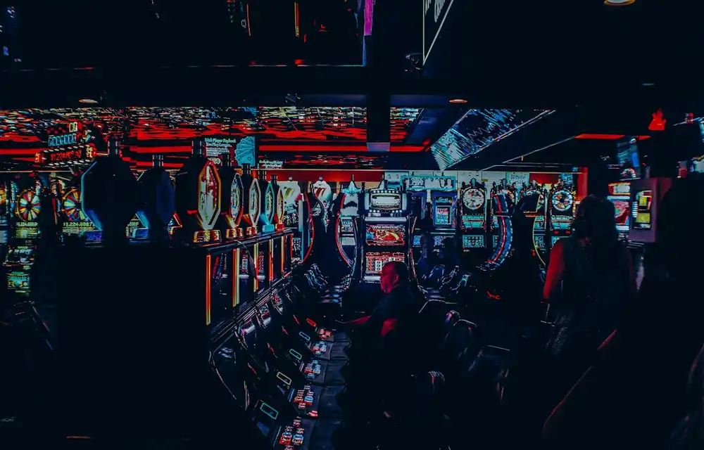 Warm, classy social casino lounge interior